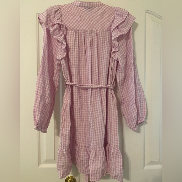FRNCH Lavender and White Gingham Check Ruffle Dress Charleen Size Small - Picture 12 of 13